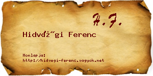 Hidvégi Ferenc névjegykártya